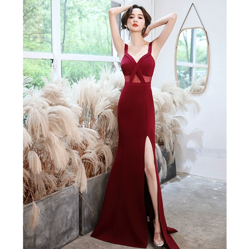 Элитное вечернее платье, красная сексуальная длинная юбка, крой «рыбий хвост», эффект подтяжки