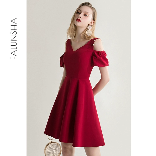 Вечернее платье, бордовая короткая летняя мини-юбка, коллекция 2021