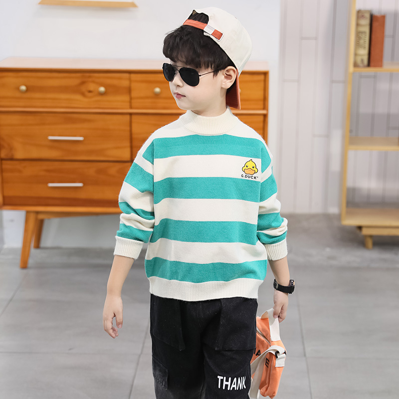 Children's clothing, boys' sweaters, pullovers, high-necked and velvet thick autumn and winter clothing, 2020 new Korean style, foreign style, large children's trend