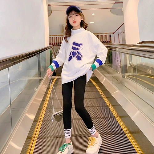 Приятный телу осенний детский пуховик, высокий воротник, в западном стиле, оверсайз