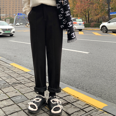 taobao agent [夏诗文 奇妙物语 韩版百搭宽松黑色休闲裤女冬新款显高直筒西装裤]