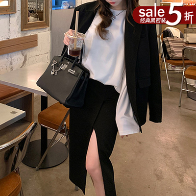 taobao agent [60 % discount on the welfare] Xia Shiwen's large texture of simple texture, simple suit outer jacket female casual/split skirt female autumn