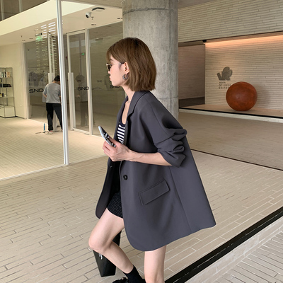 taobao agent Xia Shiwen blogger suit Korean version of lazy casual loose jacket female spring long model simple temperament small suit