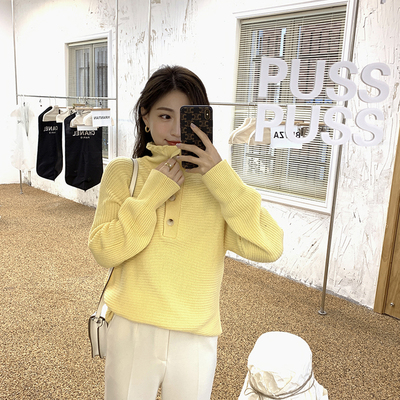 taobao agent [60 % off clearance] Xia Shiwen Babalan wool twisted buttons, butt, sweater female winter knitwear