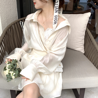 taobao agent [Limited time 50 % off] Xia Shiwen Misty Face Powerful Shirt Female Spring Cross -Large Hams/High -waist A -line Skirt