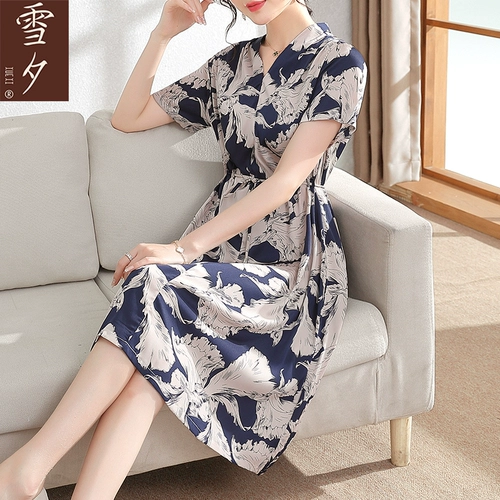 Летняя одежда для матери, женское платье с коротким рукавом, шифоновая юбка, короткий рукав, 40 лет, для среднего возраста