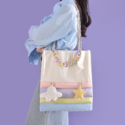 Lolita Star Shape Itbag Transparent Bag Cute JK w/ Bow Tote Girl