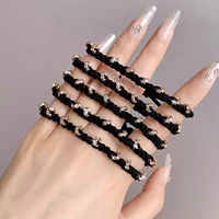 5 черных золотых бусин веревки головы