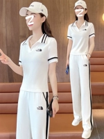 Спортивный костюм, летние штаны, комплект, европейский стиль, 2024 года, короткий рукав, изысканный стиль