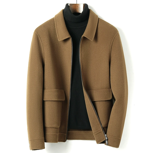 Короткая зимняя двусторонная шерстяная мини-юбка, шерстяное шерстяное пальто с молнией, мужская куртка для отдыха