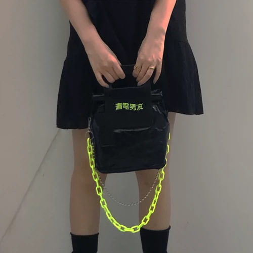 Съемные флуоресцентные штаны, сумка, цепь в стиле хип-хоп, в стиле панк