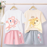 [Два набора чистого хлопка] Белый T/Pink Fox_7-Pink K/Happy Clorkberry S-White T/Drobe Cat_9-Gray K/Pink White Bunny S