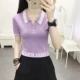 áo sơ mi polo của phụ nữ ngắn tay phần ngắn 2021 mùa hè phong cách mới của phụ nữ áo crop top phụ nữ áo thun eo cao eo thon - Áo phông