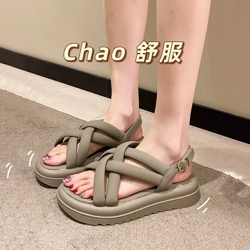 Сандалии, обувь на платформе, летний дизайнерский ремень, пляжные туфли, 2022 года, стиль бохо