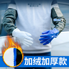 Варежка для мытья авто 冬天洗车保暖手套防水加绒擦车专用手套不伤漆面冬季橡胶手套加长