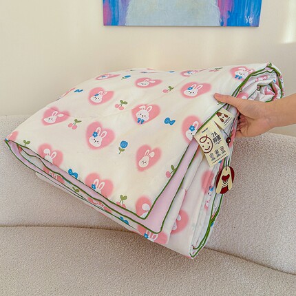 A+母婴级洛丽塔公主风水洗双层纱夏被绗缝可机洗儿童单双人被子