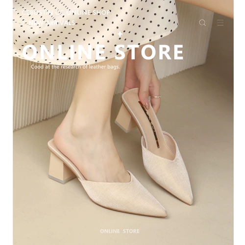 Тапочки, летние слайдеры с заостренным носом на высоком каблуке, 2023