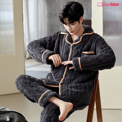 taobao agent Winter coral velvet demi-season pijama, warm flannel set, homewear, plus size