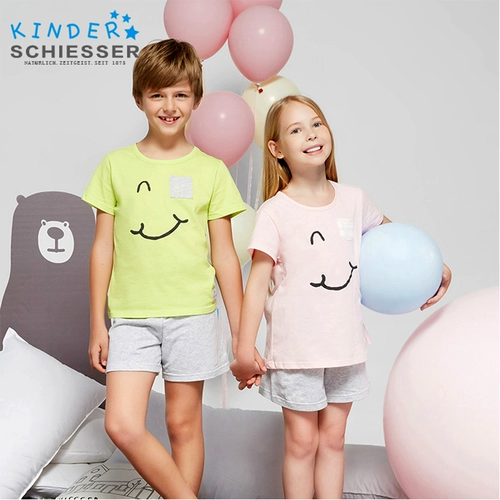 Детская хлопковая пижама, костюм мальчика цветочника, футболка, Германия, детская одежда, короткий рукав, семейный стиль