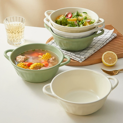 Imhouse Double-Lear Soup Bowl Домохозяйство Простая антикальдирующая керамическая миска с лапшой Nordic ins ins stylable Стоалка Большая миска с лапшой