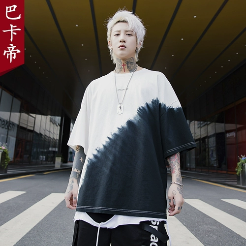 Tide, летняя хлопковая футболка с коротким рукавом в стиле хип-хоп, свободный крой, градиент