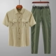 102 Khaki Set (Short -Sleeved+военные зеленые штаны)
