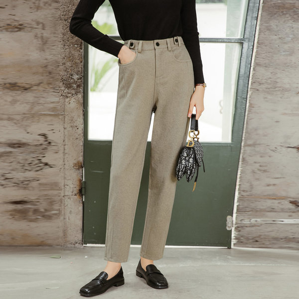 Штаны, демисезонные приталенные повседневные брюки, увеличенная толщина, большой размер, свободный прямой крой