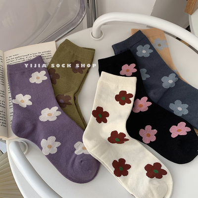 taobao agent Tide, autumn cotton socks flower-shaped, Korean style
