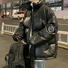 Куртка 立领pu皮棉衣男春季加厚保暖宽松棉服潮牌痞帅学生休闲面包服外套