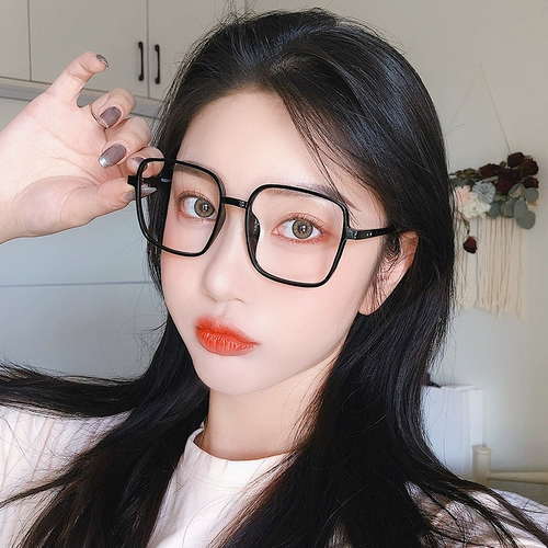 Большие рамки Red Myopia Glasses Женщины могут быть оснащены определенной степенью плоской корейской версии прилива обороны синего света против