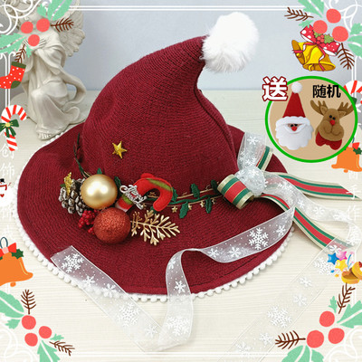 taobao agent Original hand -made Lolita Christmas Hat Lolita Poop Mao Ball Hat Jiujiu Covering Autumn and Winter Ink Green