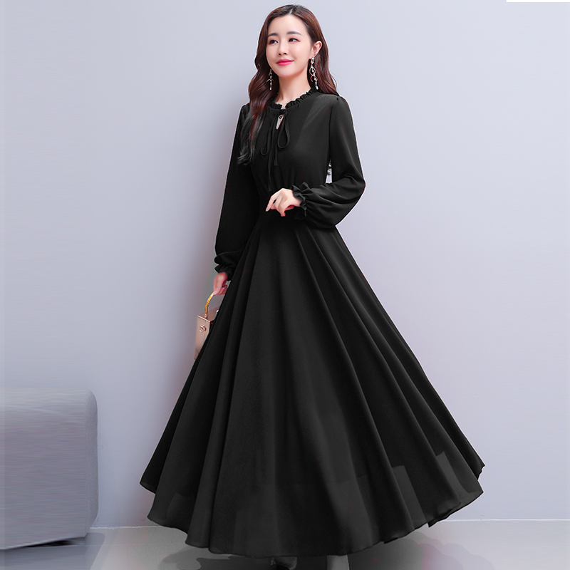 High-end celebrity temperament dress goddess Fan Qiu dress 2020 new fat mm waist red chiffon big swing skirt