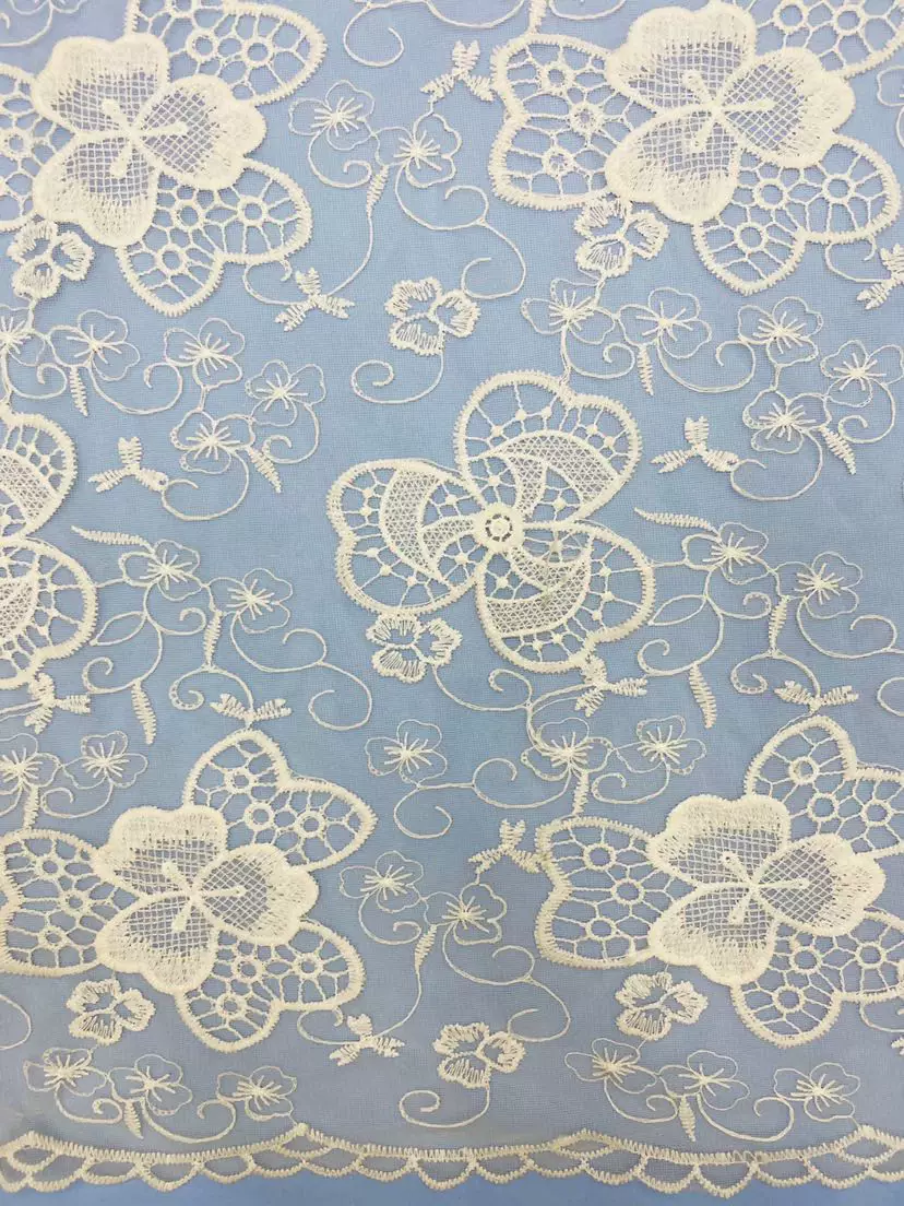 Milk silk setting net embroidery flower fabric is recommended for refreshing idyllic gaze girls full of heart spinning DIY
