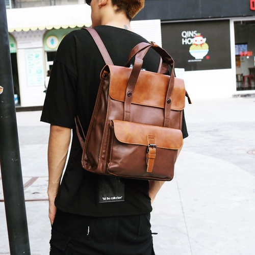 Трендовая модная мужская ретро сумка для путешествий, школьный рюкзак, в корейском стиле, подходит для студента