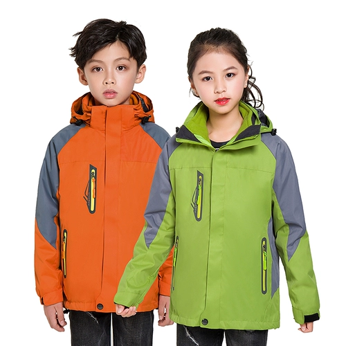 Детская ветрозащитная водонепроницаемая куртка, удерживающий тепло бархатный съемный комплект, уличная зимняя форма, сделано на заказ