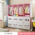 Tủ quần áo trẻ em đơn giản vải nhựa lắp ráp tủ lưu trữ tủ khóa phim hoạt hình bé bé tủ quần áo - Buồng