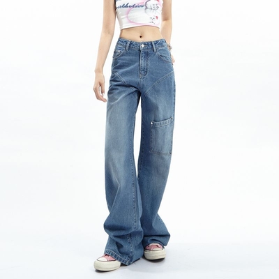 taobao agent Retro loose straight jeans, American style, high waist, autumn