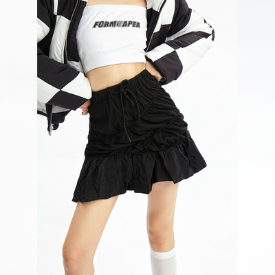 taobao agent APEA2022 autumn style pure desire design sensor wrinkle ruffled cake skirt plus inner pumping half -bodies skirt J