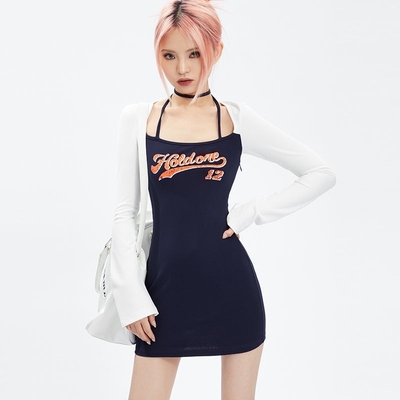 taobao agent Summer dress, fitted brace, mini-skirt, American style, hip-accented