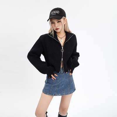 taobao agent Autumn small design short cardigan with zipper, sweater, trend of season