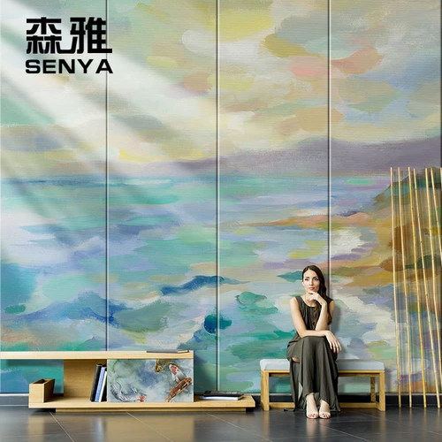 Нордическая ручная арт -граффити абстрактное побережье масла картина гостиная телевизионная фоновая стена диван фоновая стена жесткая сумка мягкая сумка