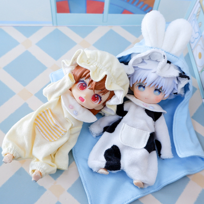 taobao agent OB11 baby dairy cow climbing suit pajama molly doll clothes 12 points bjd gsc baby clothes