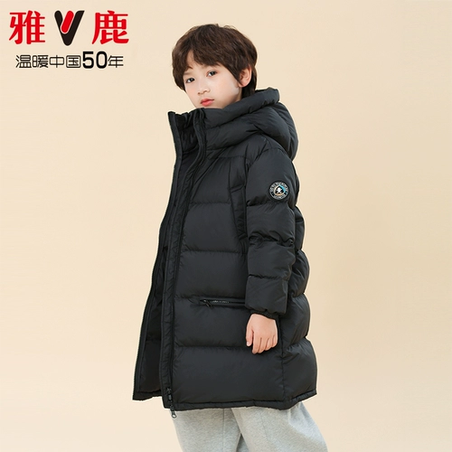 Зимний детский пуховик для мальчиков, куртка, 2023, средней длины, увеличенная толщина, подходит для подростков, в западном стиле