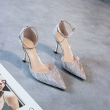 Обувь на высоком каблуке, универсальные свадебные туфли с заостренным носом, коллекция 2022, французский стиль, популярно в интернете