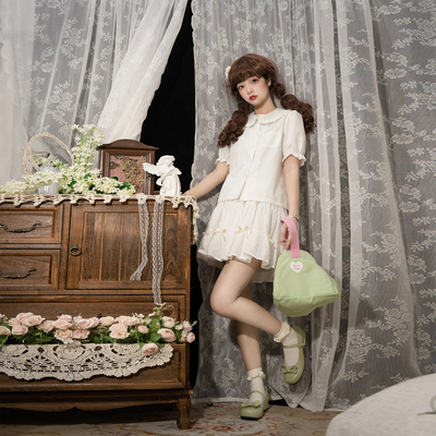 taobao agent Shirt, puff sleeves, Lolita style, with short sleeve