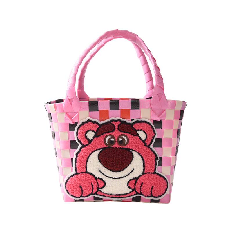 阪织屋 草莓熊夏季编织篮便携手提包