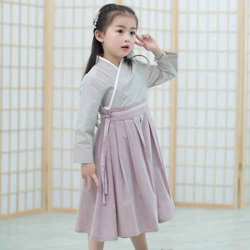 Осеннее ханьфу, платье, осенняя юбка на девочку, лонгслив, китайский стиль