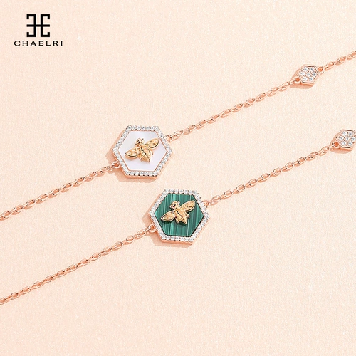 Брендовый небольшой дизайнерский золотой браслет малахит, коллекция 2021, серебро 925 пробы, 18 карат, розовое золото