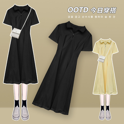 taobao agent Advanced black summer dress, set, high-quality style, polo collar, fitted