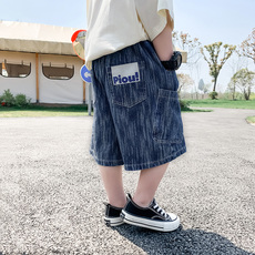 Джинсы детские 男童短裤夏季2023外穿宝宝五分裤夏装宽松洋气薄款韩版儿童牛仔裤